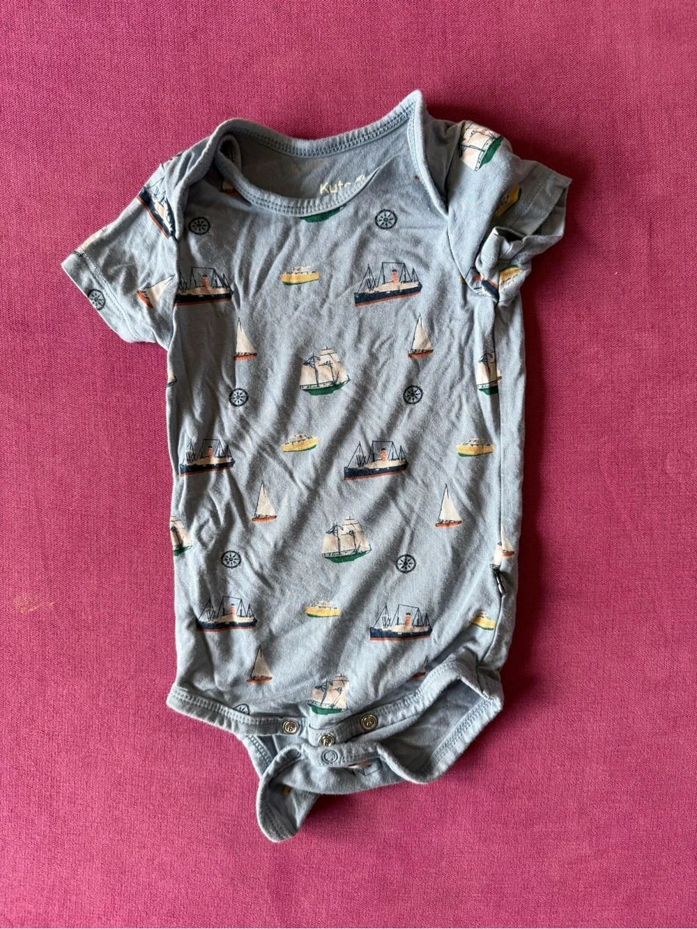 Kyte BABY Light Blue Nautical Boat Print One-Piece